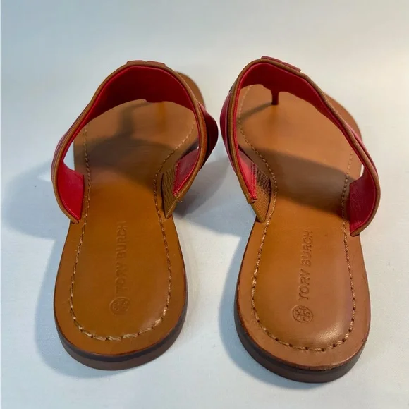 Tory Burch Leigh Tumbled Calf Leather Thong Sandals size 10 - Picture 4 of 6